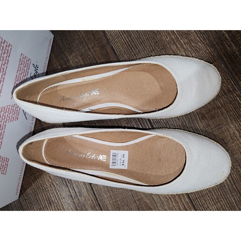 NEW American Eagle Heels Womens 7.5  ELLA White Pump Slip On 166704 White Fabric - Picture 5 of 9